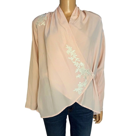 Victoria’s Secret Gold Label Vintage Bed Coat Wrap Top Floral Applique